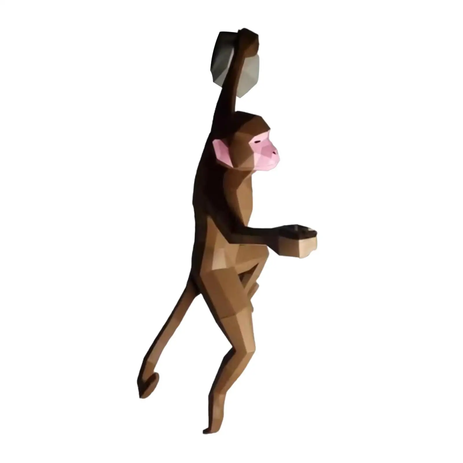 3D Monkey Paper Model Creative Gift Paper Craft Home DIY Craft Monkey Wall Hanging Decoration for Office Library Bedroom Home