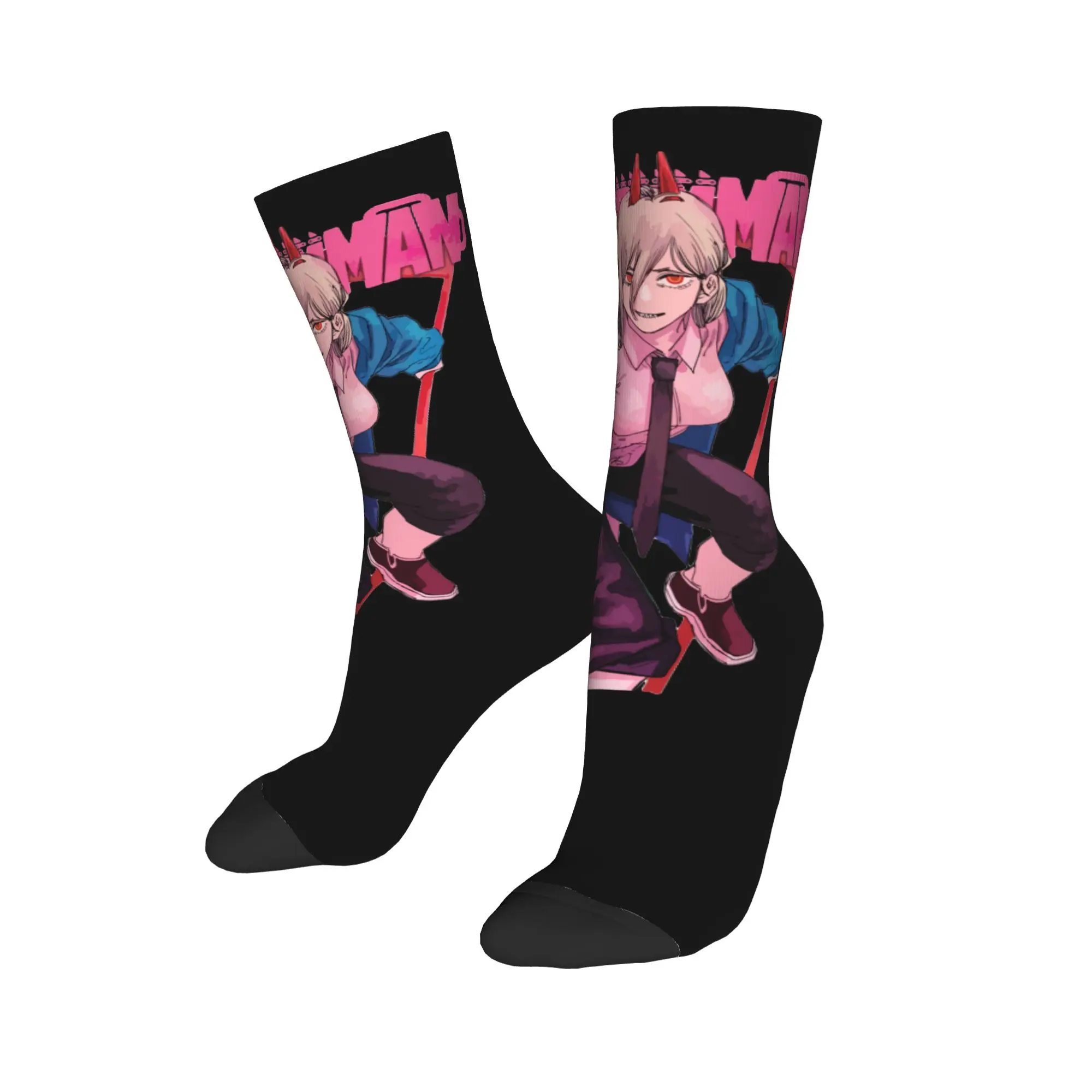 Autumn Winter Cool Unisex Chainsaw Man Power Socks Anime Manga Breathable Crew Socks