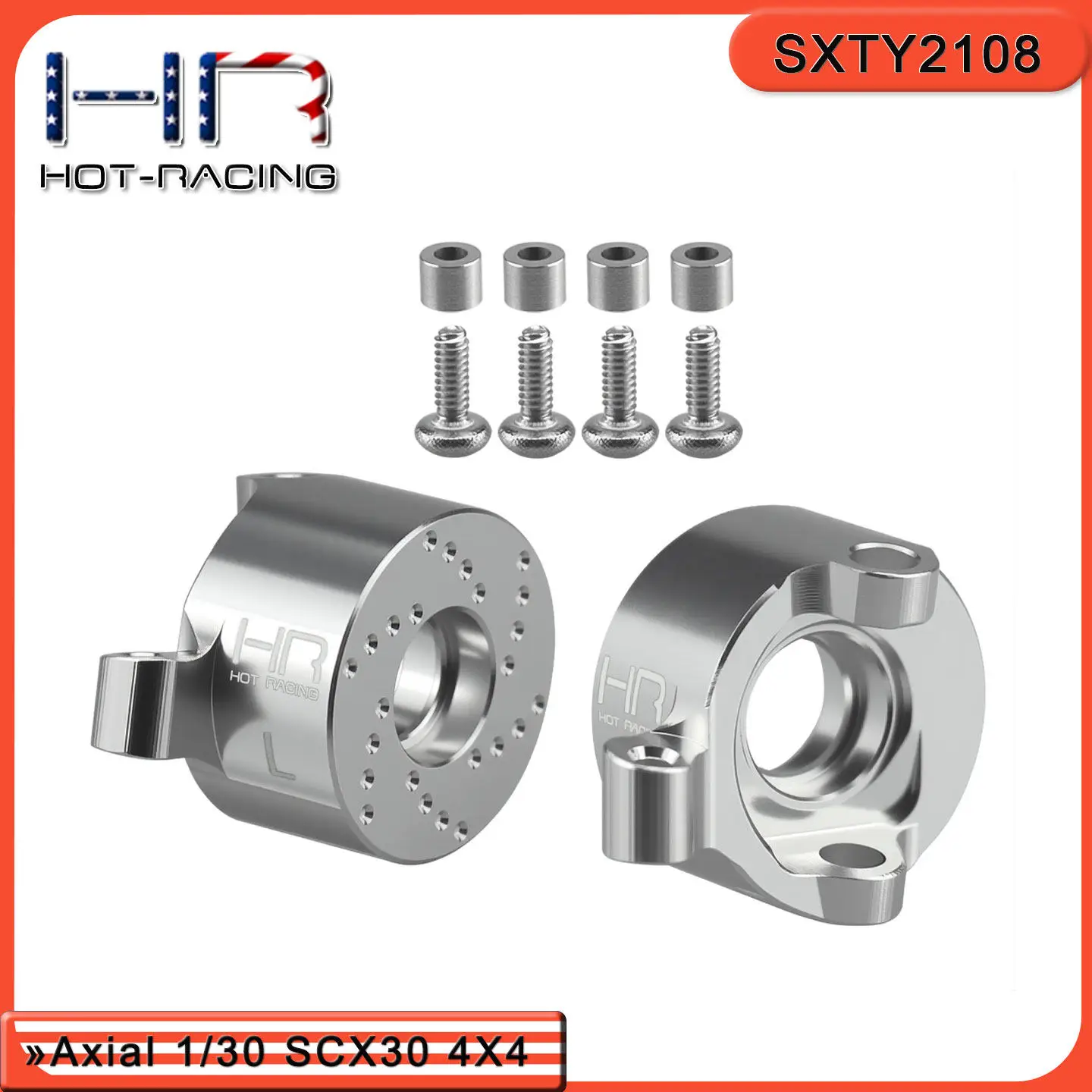 

HR Axial 1/30 SCX30 Wrangler 2pcs CNC Machined Aluminum Front Steering Knuckle RC Crawler Upgrade Parts Heavy-Duty Replacement