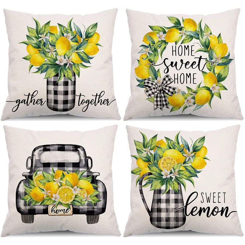 

Summer Pillow Covers 18X18 Set Of 4 Home Summer Decorations Farmhouse Throw Pillows Cushion Case For Couch