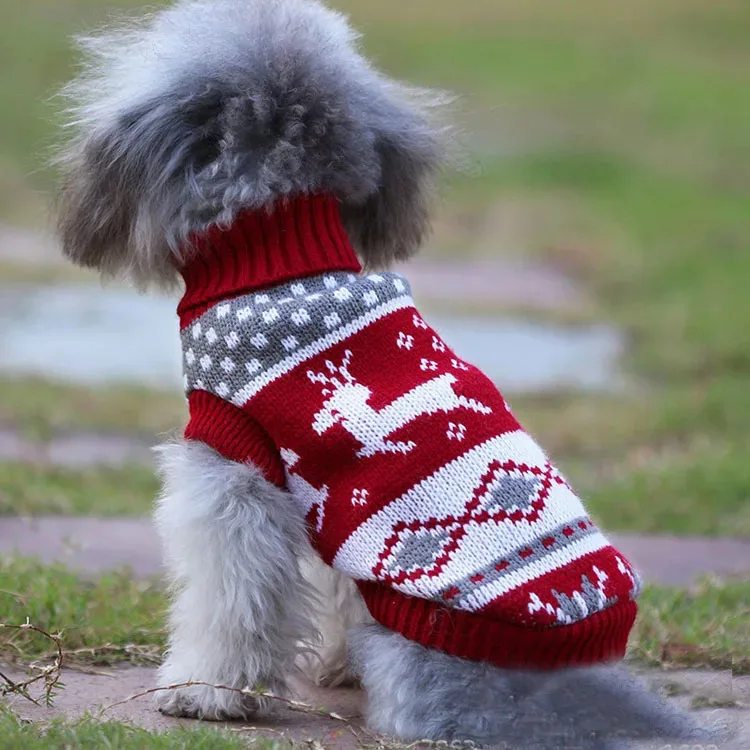 Warm Dog Clothes Pet Clothes Warm Sweater Coat Winter Warm Elk Santa Claus Coat Hoodies for Small Medium Dogs Christmas Clothing