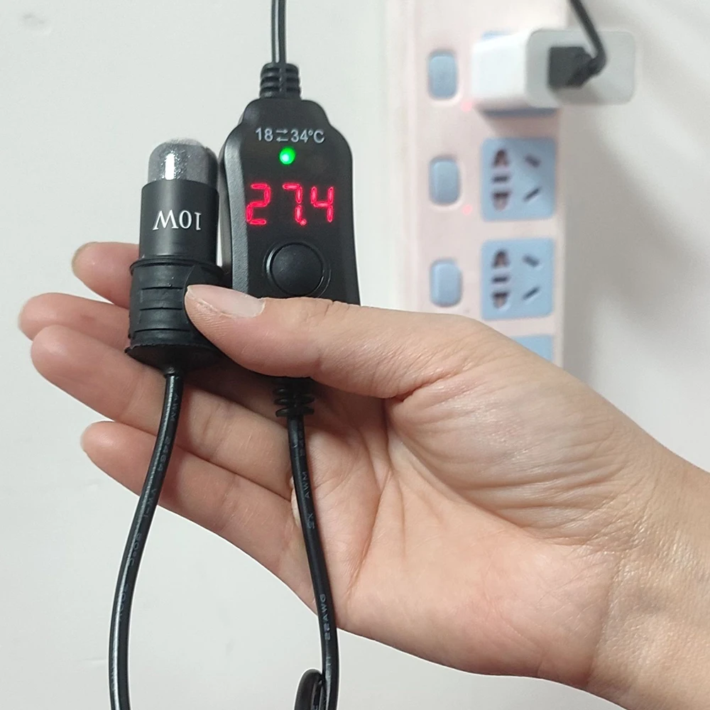 Mini Aquarium heating rod Fish Tank Aquarium Heater Submersible Thermostat Heater 18-34°C Adjustable Temperature USB Charging