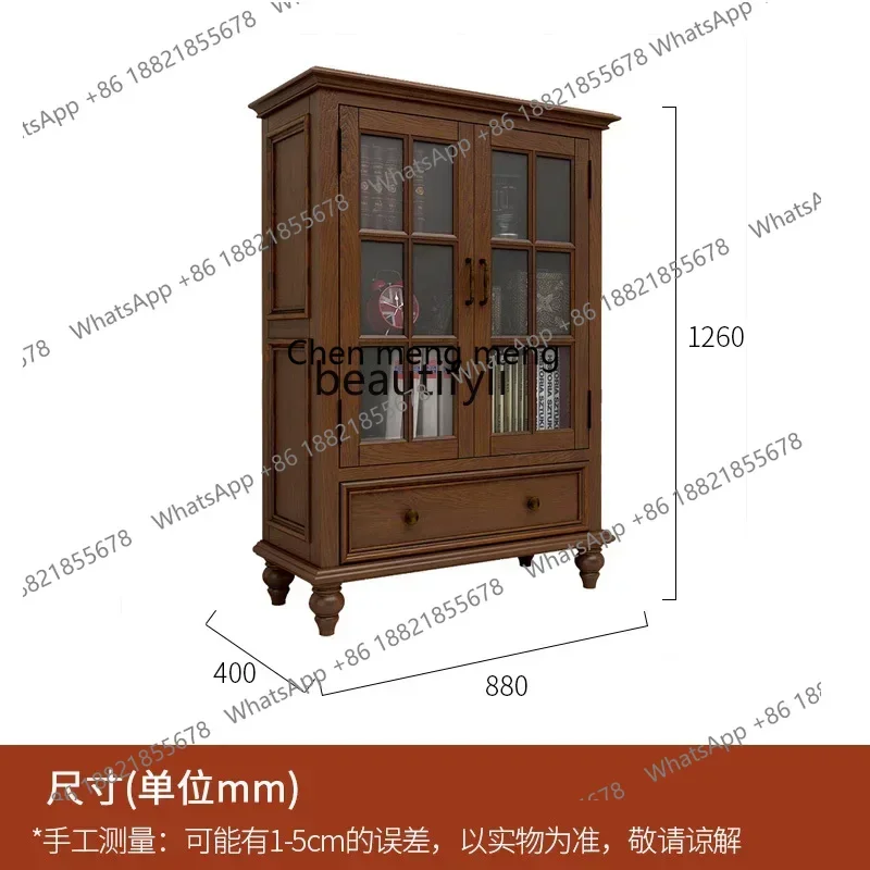 미국 컨트리 스타일 원목 다이닝 사이드 로커 캐비닛, 거실용 와인 쿨러가 있는 이중문 다이닝룸 가구