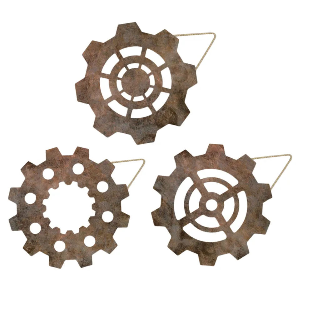 3Pcs Rustic Wooden Gear Wall Hanging Vintage Industrial Decor for Farmhouse Kitchen Dining Room Bar Warehouse Decoration
