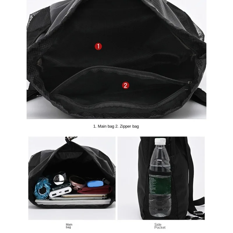 Sports Drawstring Backpack String Bag Sackpack With Large Capacity Gym Swim Beach For Women And Men To Hold Daily