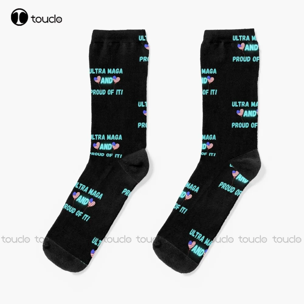 Ultra Maga And Proud Of It Socks Trump 2024 Womens Black Socks 360° Digital Print Design Cute Socks Christmas Gift New Popular