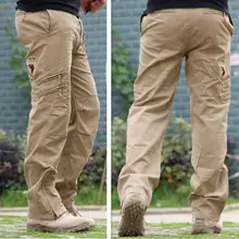 Men's Tactical Cargo Pants Khaki Army Style #2
