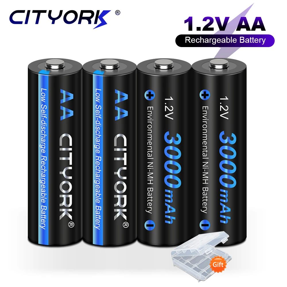 

CITYORK 1.2V AA Rechargeable Batteries 3000mAh NI-MH AA Rechargeable Battery 2A for toys,camera,flashlight