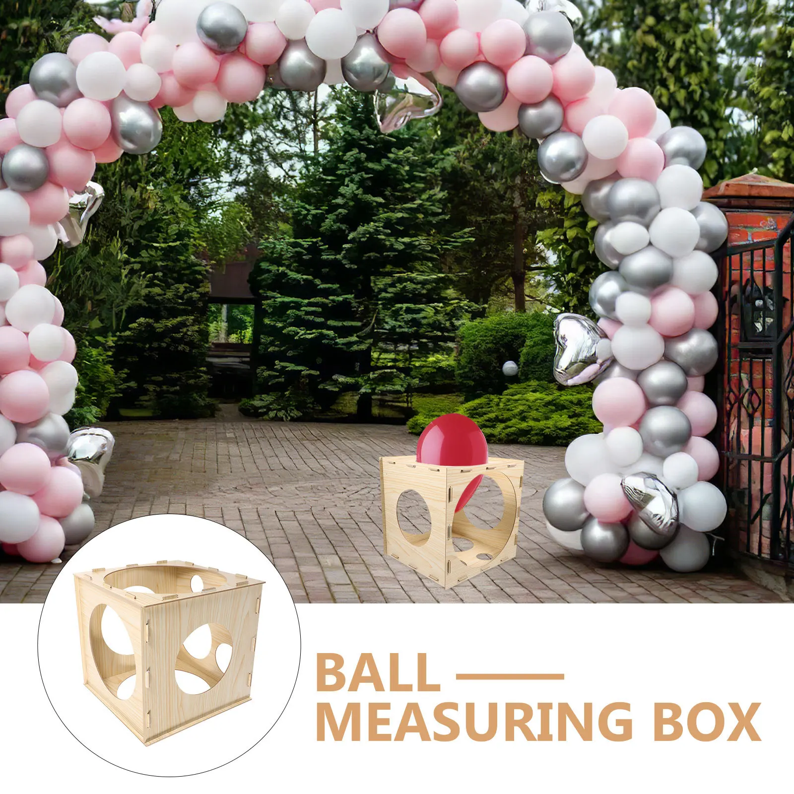 Wood Balloon Sizer Cube 9 Holes Easy Assemble Measurement Device for Festive Decoration Balloon Sizes Measuring Boxes