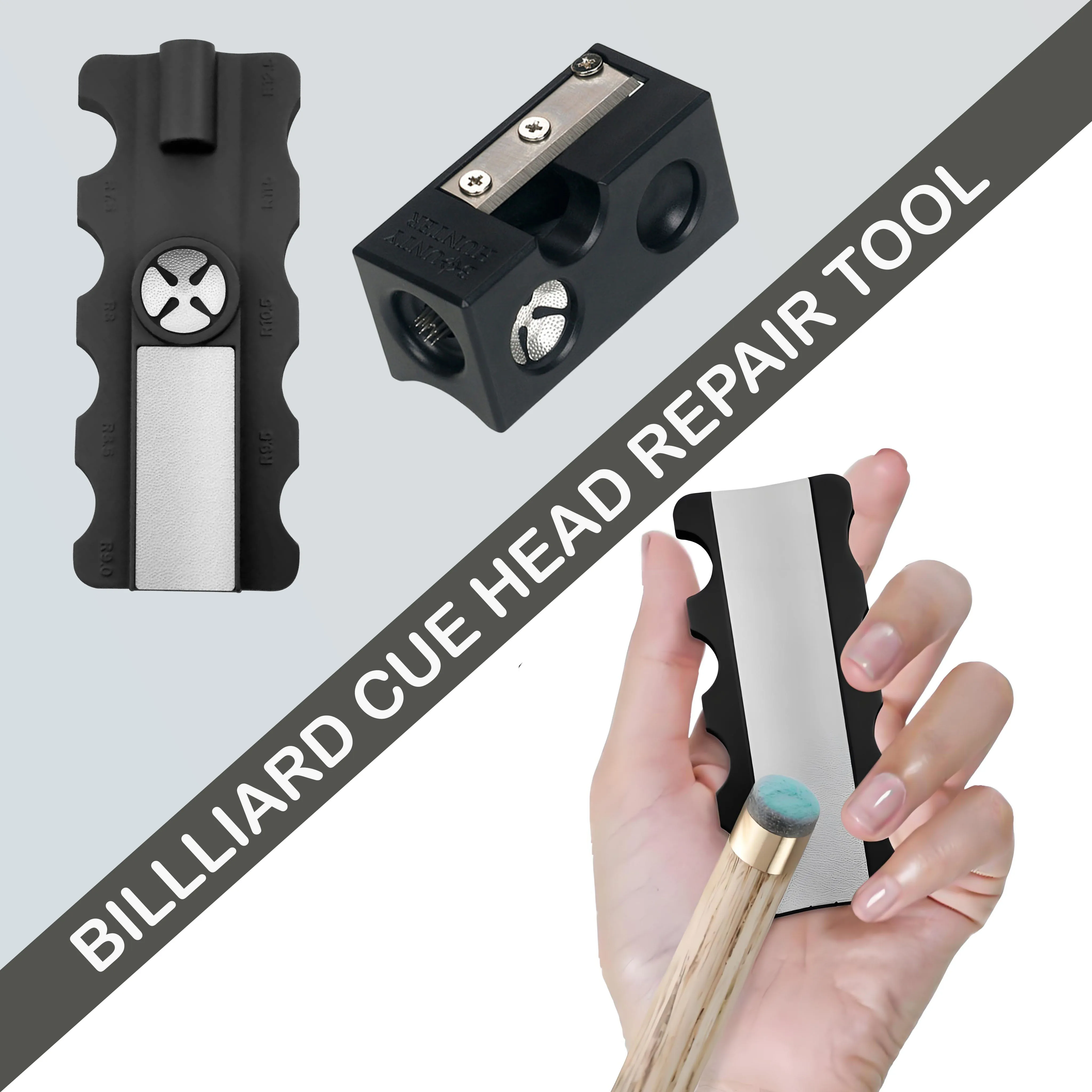 

8-in-1 Stainless Steel Pool Cue Tip Repair Kit Multi-Functional Replacement Tool with 5-in-1 Cessories for Cue Maintenance