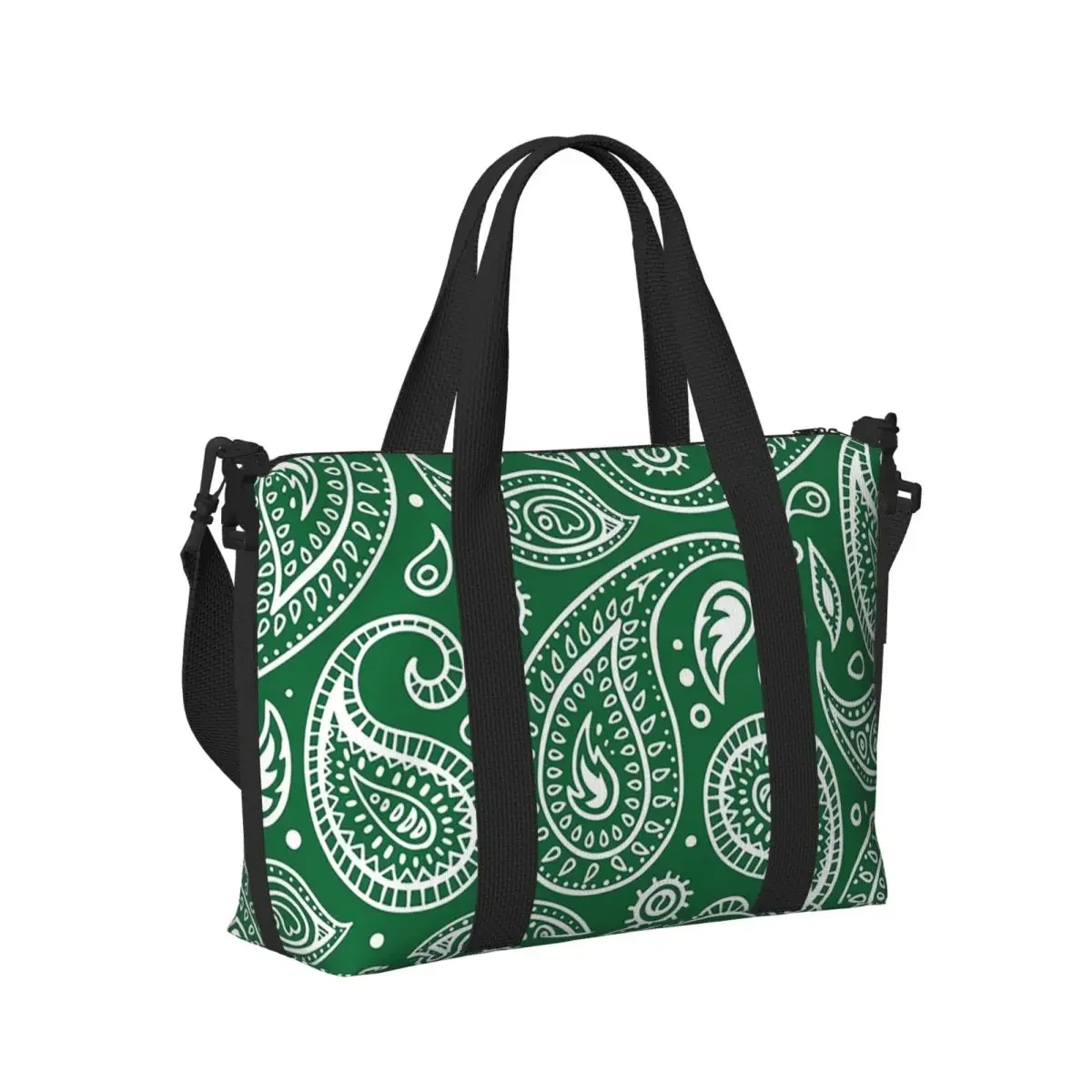 

Cool Paisley Bandana Style Beach Travel Bag Large Capacity Tote Bags for Gym Sport Women Shopping Duffle Shoulder Bag