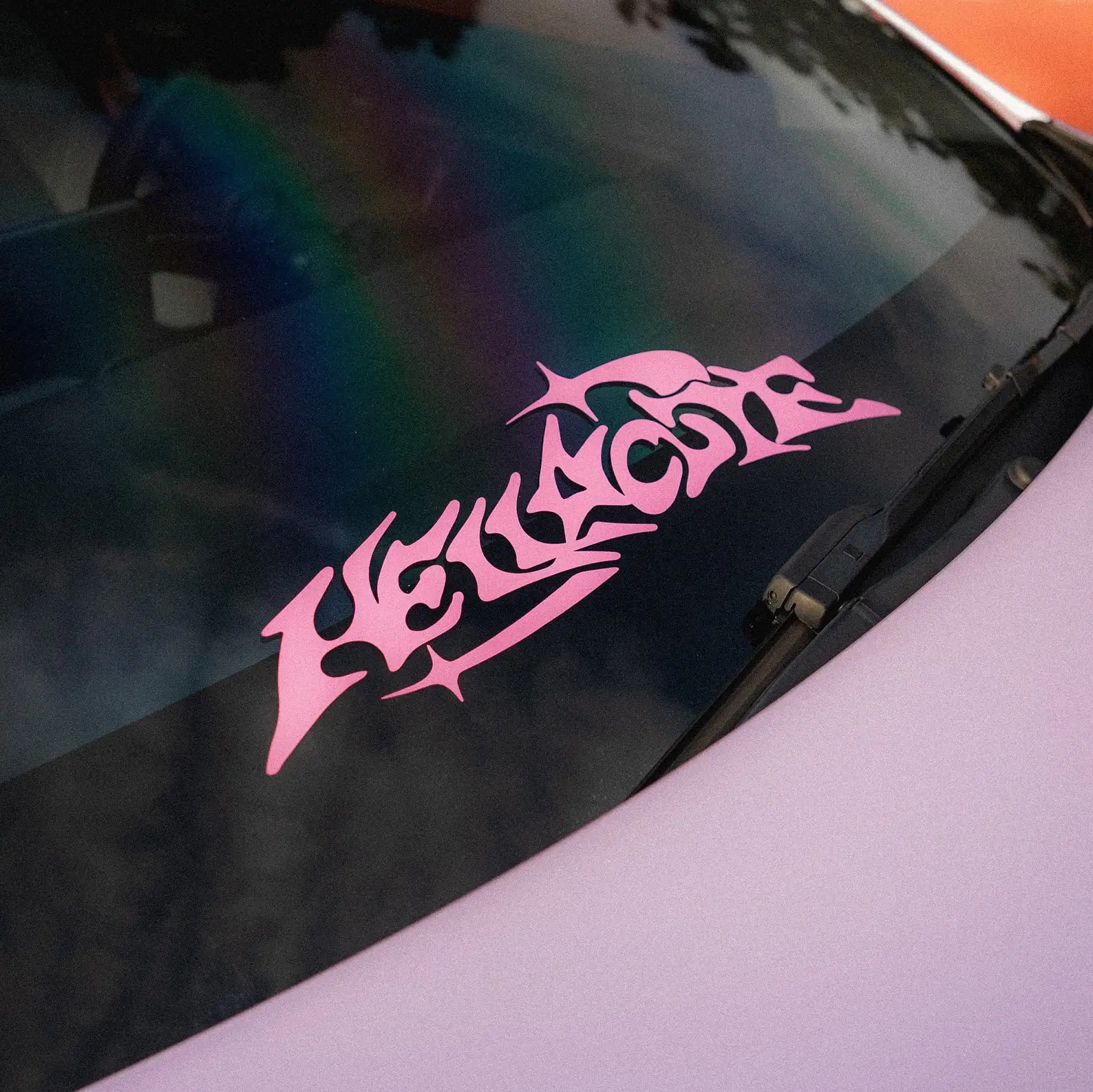 Banner Hellacute per adesivo per auto Banner per parabrezza Decorazione Adesivo per moto Accessori esterni Decalcomania in vinile PVC impermeabile