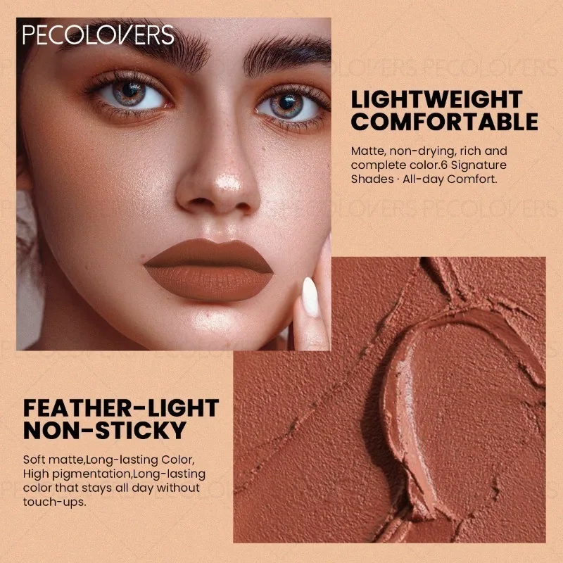 1 szt. Wielokolorowa szminka, brązowy błyszczyk do ust, wodoodporny i długotrwały, pełne i urocze usta, kosmetyki do ust