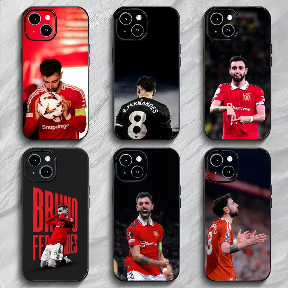 Football Fan b-Bruno f-Fernandes Phone Case Black Matte Thin Anti-collision Phone Case For IPhone17 16 15 14 ProMax