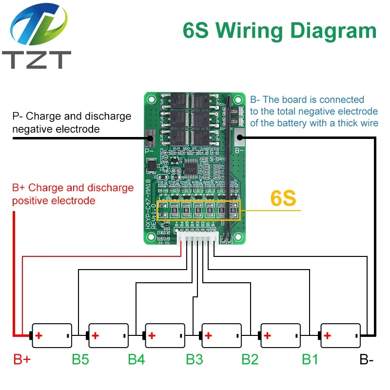 4S/5S/6S/7S BMS 16.8V 21V 20A 18650 Li-ion Lmo Ternary Lithium Battery Charger Protection Board Balance And Temperature Protect image 5