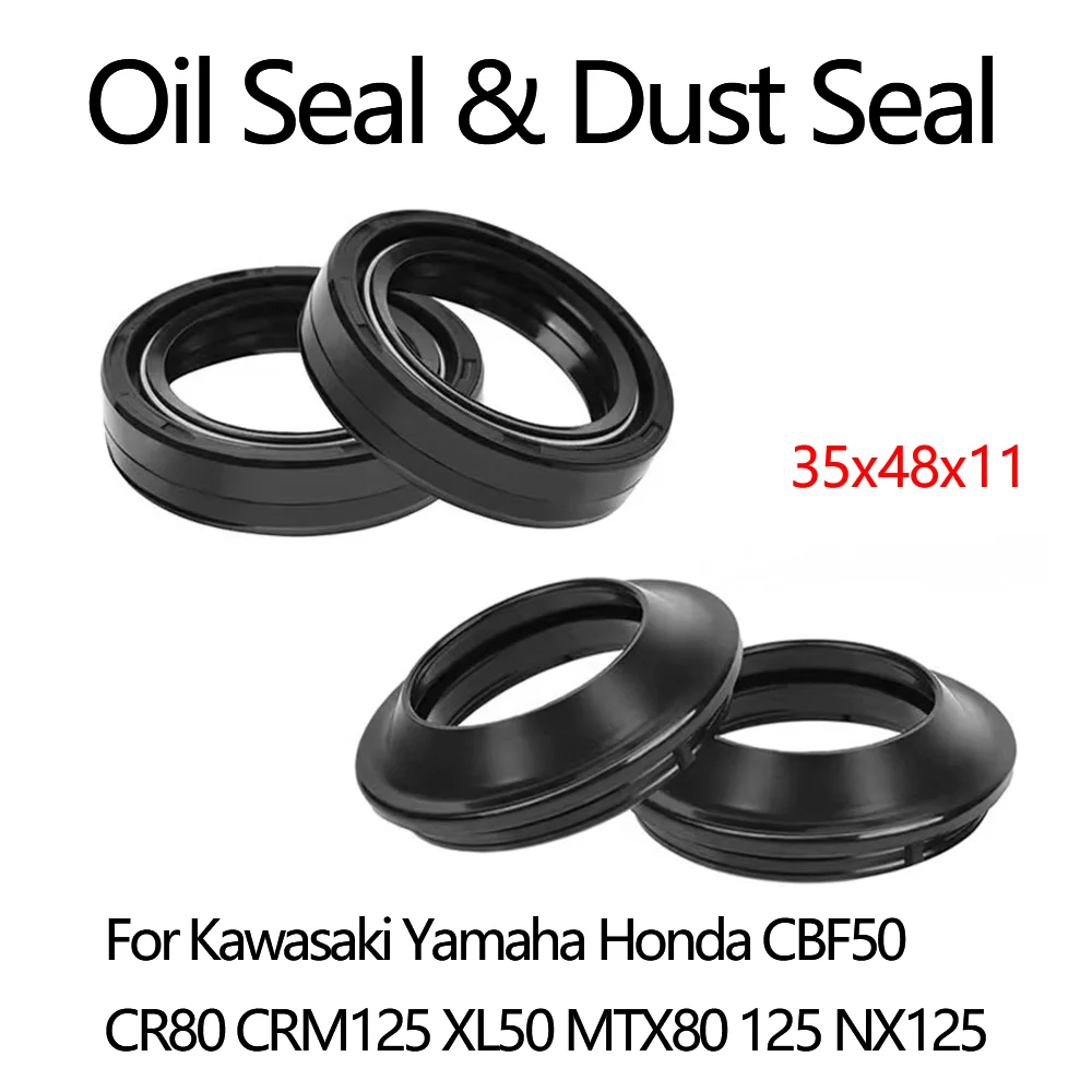

35x48x11 35 48 11 Oil Seal & Dust Cover Front Fork For Kawasaki Yamaha Honda CBF50 CR 80 CRM 125 XL 50 MTX 80 125 NX 125 CBF 50