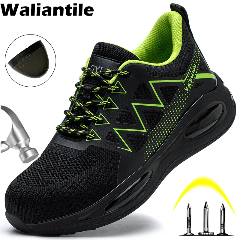 

Waliantile Breathable Safety Shoes For Men Women Protective Anti-smashing Steel Toe Working Boots Indestructible Sneakers Shoes