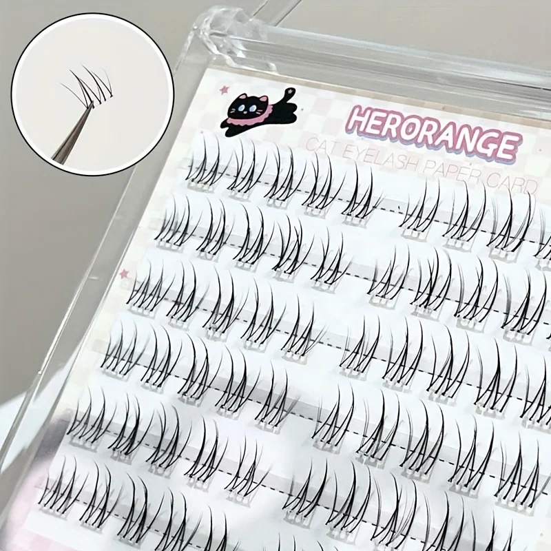 Herorange Vorgeklebte Segmentierte Falsche Wimpern 60 Stück 10-13mm C-Curl Japanisch-Koreanischer Stil Nicht Entfernbar Realistische Wimpern für den Alltag & Make-up – Detail 1