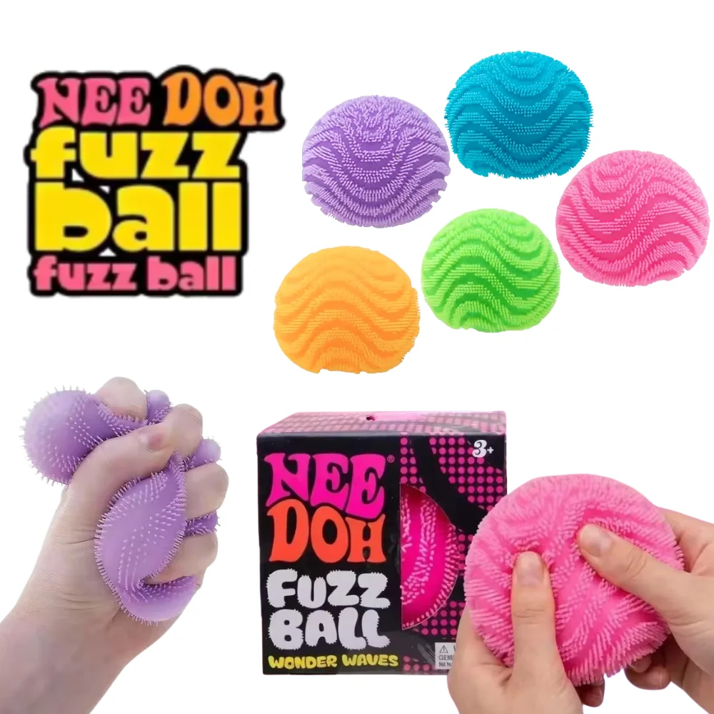 Hot NeeDoh Fuzz Ball Wonder Waves Sensory Squeeze Textured Stress Relief Fidget Ball for Adults Gifts@