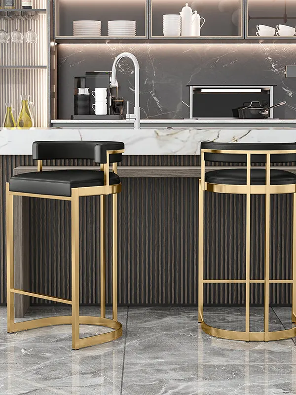 2026 Light Luxury Modern Leather Bar Stool with Backrest Designer High Bar Chair for Home Bar Counter and Living Roompromote sal