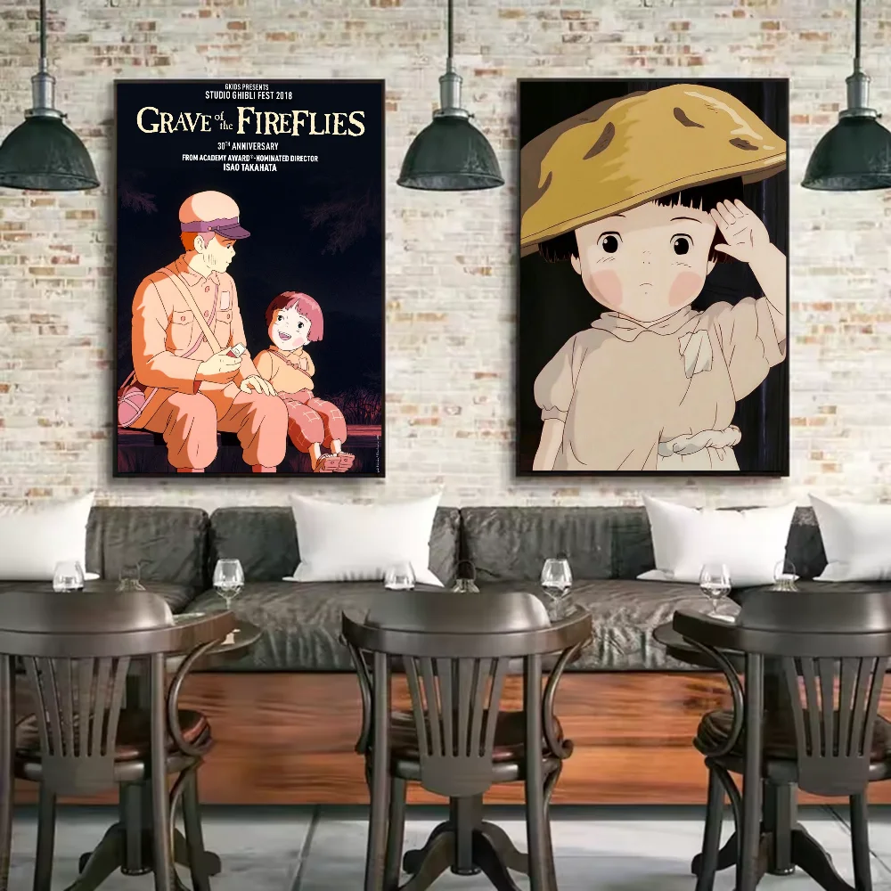 Grave of The Fireflies Miyazaki Ghibli Poster HD art sticky wall waterproof home living room bedroom bar aesthetic decoration