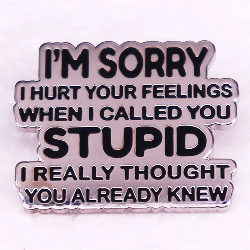 

I'm sorry i hurt your feelings when i called you stupid hard enamel Pin badge Gay Pride Funny Sarcastic humor brooches jewelry