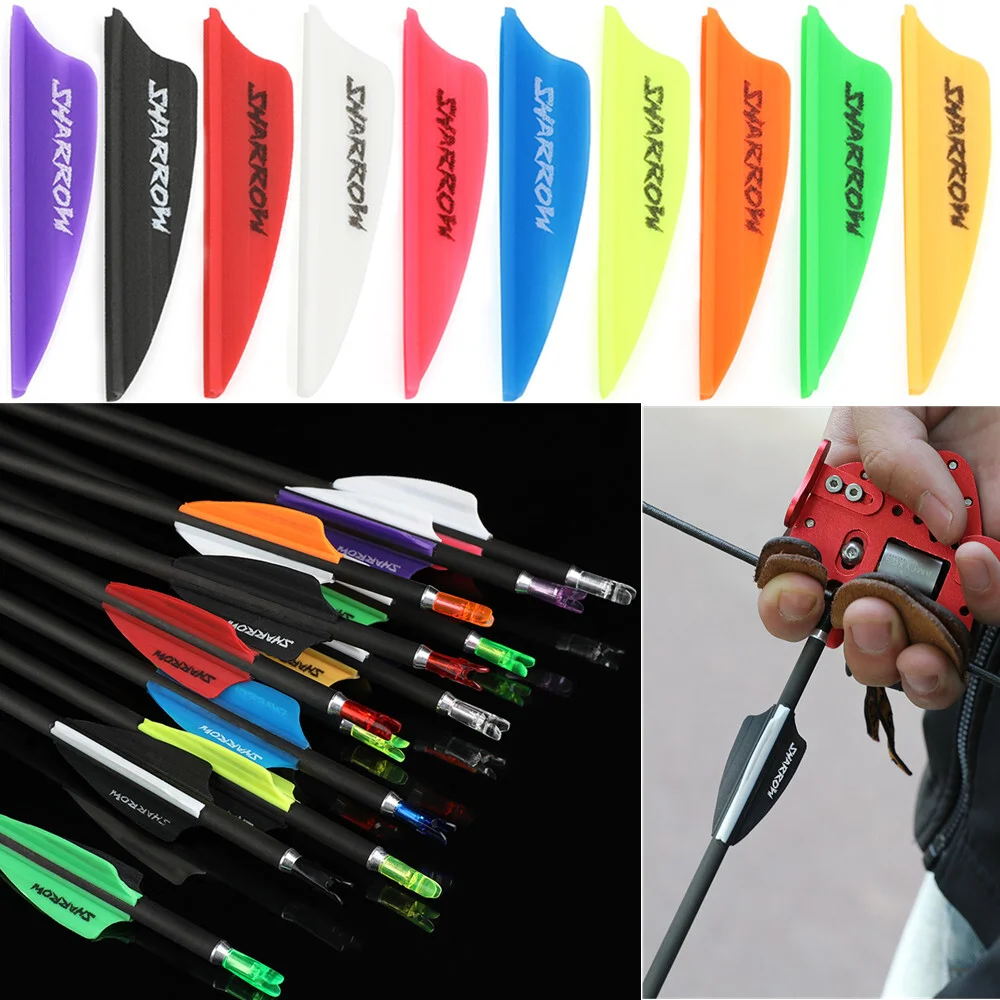 Rubber Arrow Vanes 100Pcs 1.75in Air Groove Fletching Feather Vanes Durable Modification Parts for Compound Recurve Bow Arrow Shafts