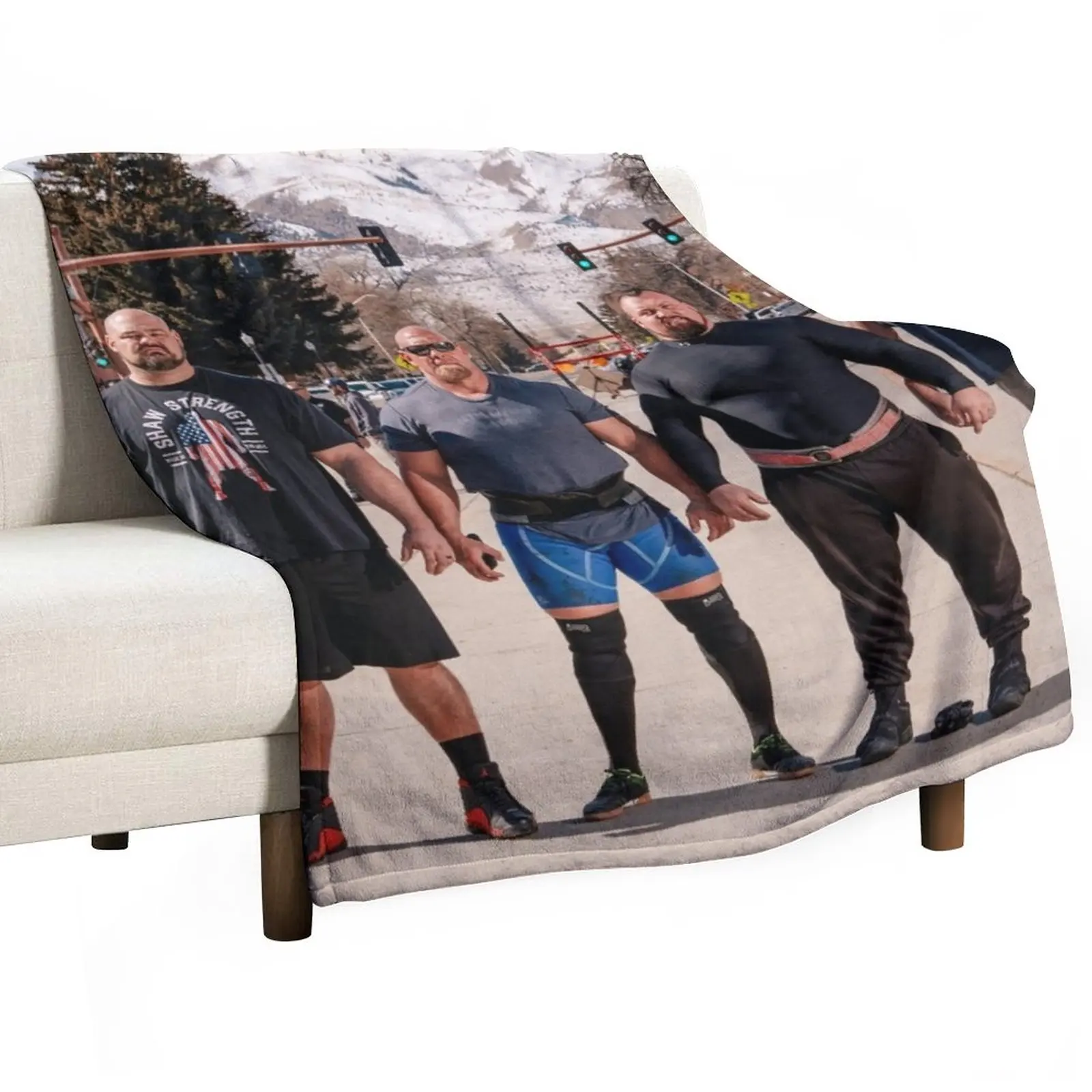 

Strongest Men in History - Brian Shaw, Eddie Hall, Robert Oberst Throw Blanket For Sofa Thin Furry Blankets