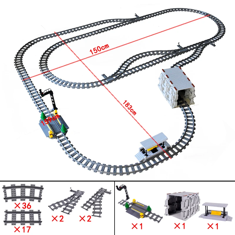 City Trains Bridge Flexible Switch Railway Tracks Rails Manual Level Crossing Forked Straight Curved Building Block Bricks Toys