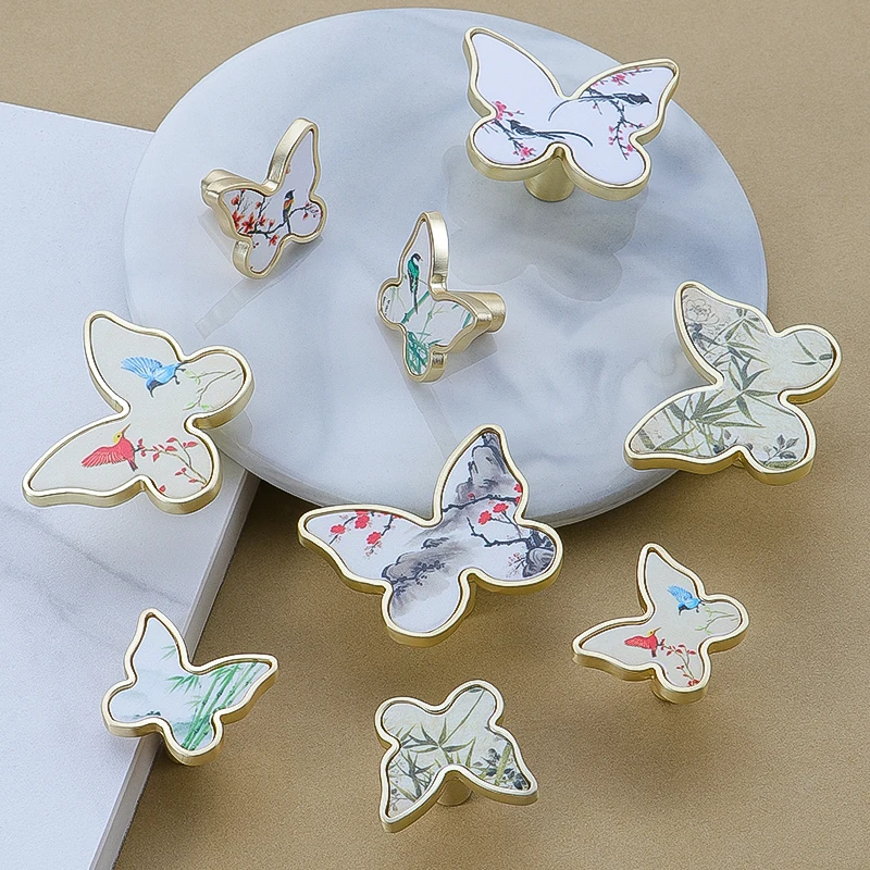 Handles Drawer Cabinet Furniture Kitchen Handles for Cabinet Knob Door Drawer Furniture Kitchen Knob Butterfly Shape Classical