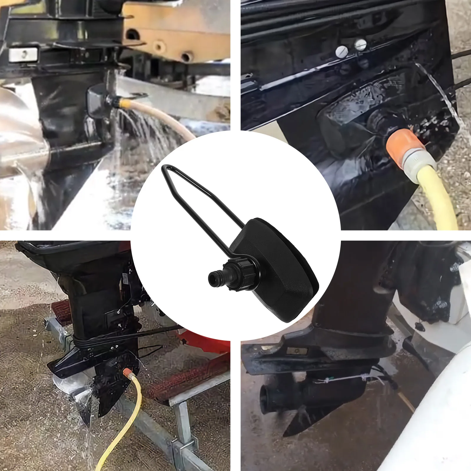 Pembersih Motor Kepala Persegi Aksesori Perahu Baja Tahan Karat Flusher Tabung Ganda untuk Alat Pembersih Laut Knalpot Mesin Luar