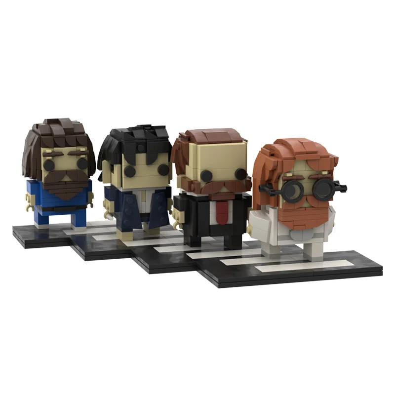 

MOC Most Famous English Rock Band Team Brickheadz Building Block Kit For The Beatlesed Character Figures Brick Model DIY Kid Toy