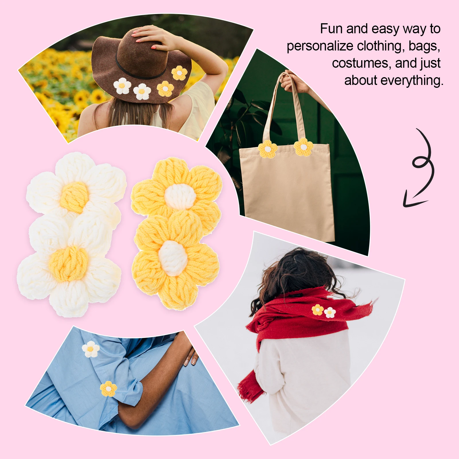 

4pcs Cloth Flower Decorations for Clothing Accessories DIY Brooch Bag Decor Floral Modeling Garment Elastic Band