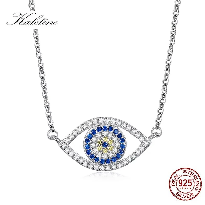 Kaletine autentyczne 925 Sterling Silver naszyjnik oko proroka szczęście niebieskie oczy Punk wisiorek naszyjniki dla kobiet Collares Fine Jewelry