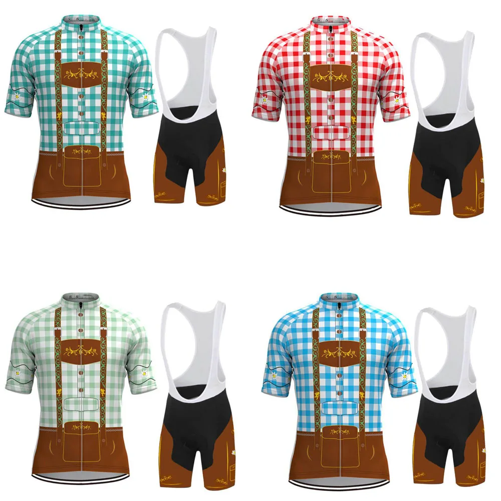 جديد للرجال مجموعة جيرسي لركوب الدراجات الصيف تنفس الدراجة جيرسي مريلة السراويل جل وسادة جبلية الطريق السريع دراجة الملابس MTB
