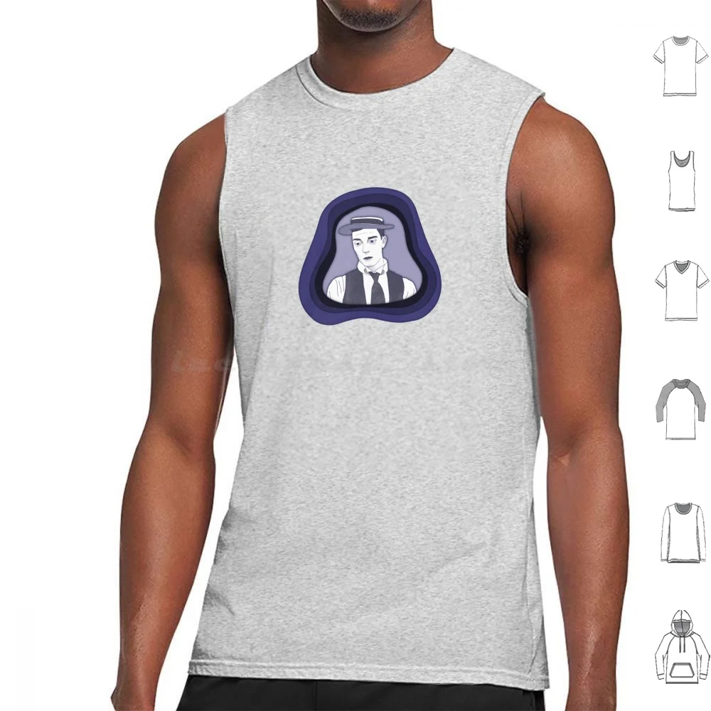 

Buster Paper Cut Tank Tops Print Cotton Buster Keaton Silent Comedy Silent Comedian Old Movies