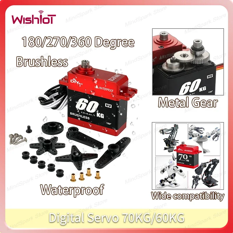 

Цифровой сервопривод 60 кг/70 кг, металлическая шестерня, 8,4 В, бесщеточный двигатель, большой крутящий момент, водонепроницаемые сервоприводы IP68, для радиоуправляемого автомобиля, подводного робота, корабля