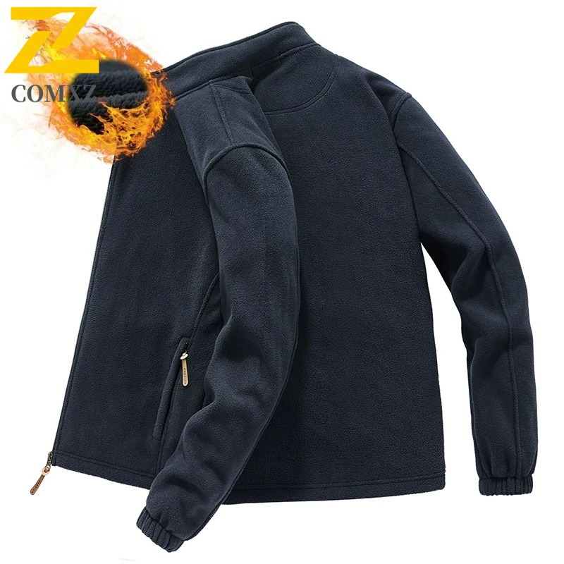 COMXZ Fleece Jacket Fashion Stand Collar Outdoor Sport Warm Coat High Quality Solid Color Slim Windproof Autumn Winter Garment