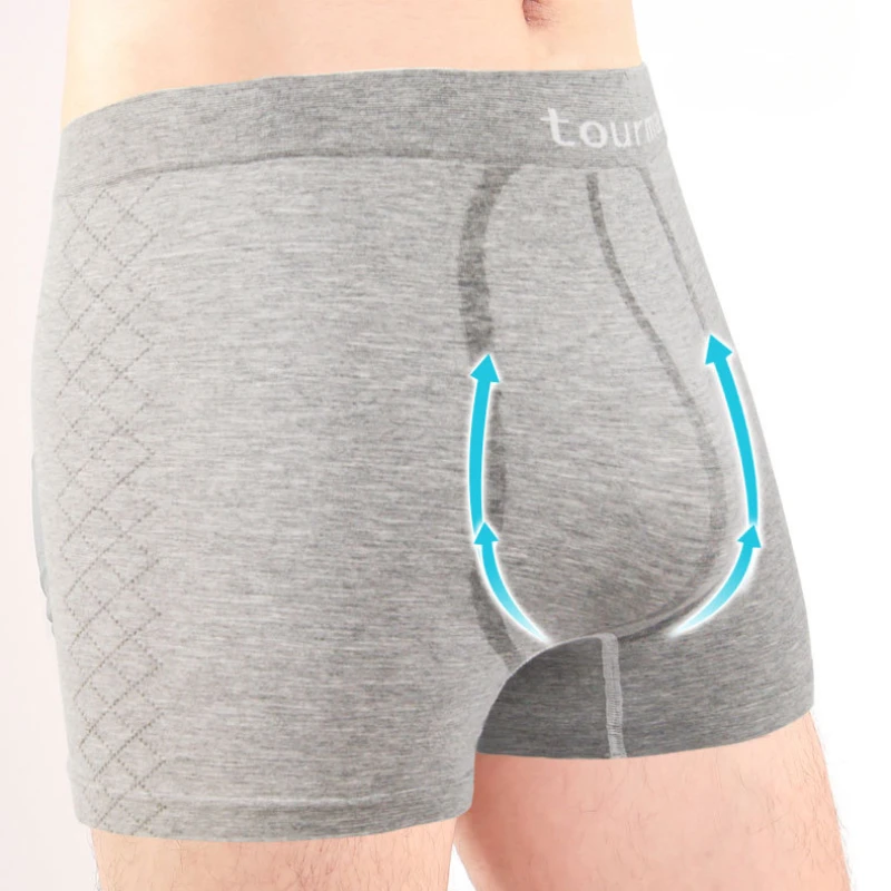 Conductive Yarn Inner Crotch Man Breathable Boxers Penis Pouch Enhance Panties Fitness Gym Push Comfortable Seamless Underwear