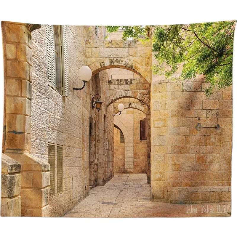 East Israel Buildings Streets Houses Landscape By Ho Me Lili Tapestry Wall Hanging For Home Decor