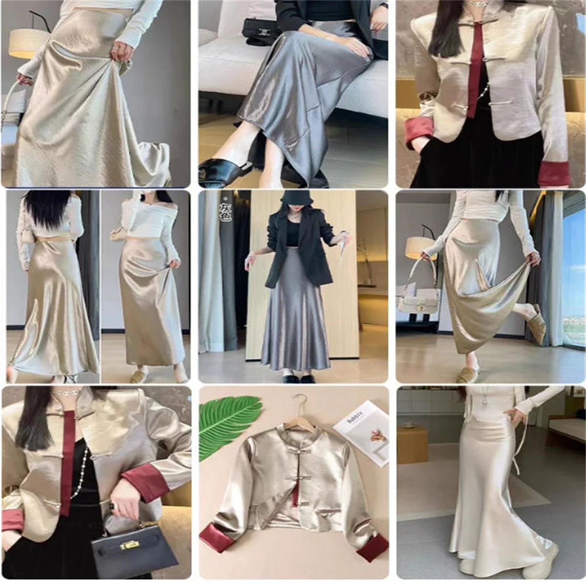 The dress and cheongsam are made of high-end fabric,thick and heavy silk acetate fabric, flowing \glossy fashion designer fabric