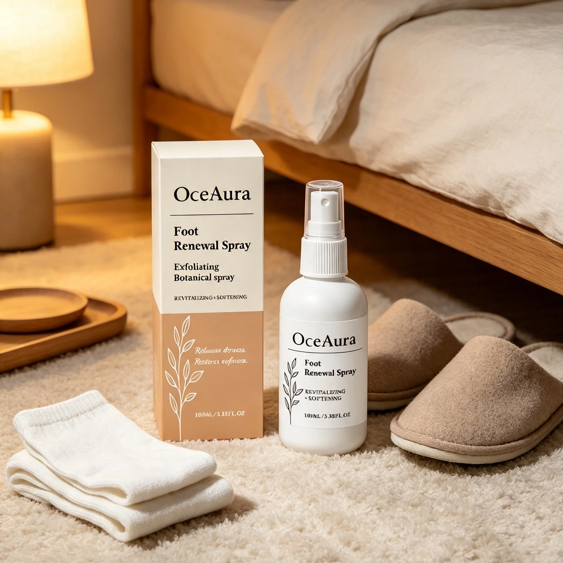 OceAura Foot Peeling Spray for Cracked Heels Exfoliator Foot Care Dead Skin Remover Soft Smooth Aloe Vera Foot Renew Spray 100ml