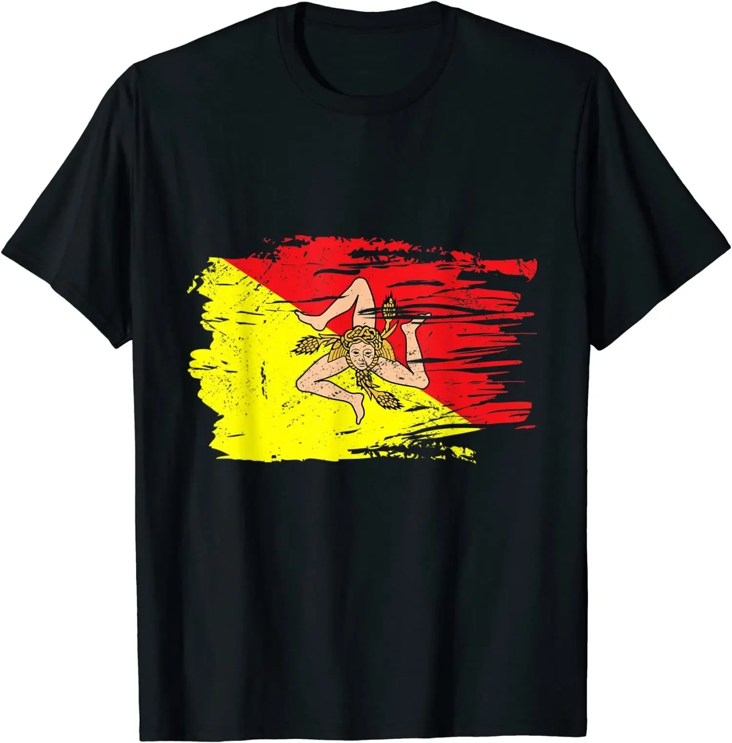 

Sicilia Flag Italy Sicily Palermo Design Gift T-Shirt 100% Cotton O-Neck Summer Short Sleeve Casual Mens T-shirt Size S-3XL