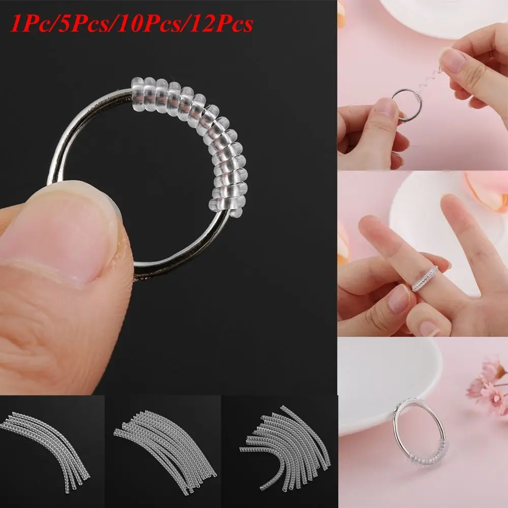 

1Pc/5Pcs/10Pcs/12Pcs Transparent Spiral Invisible Ring Size Adjuster Resizing Tools Tightener Reducer Shell Hard Guard