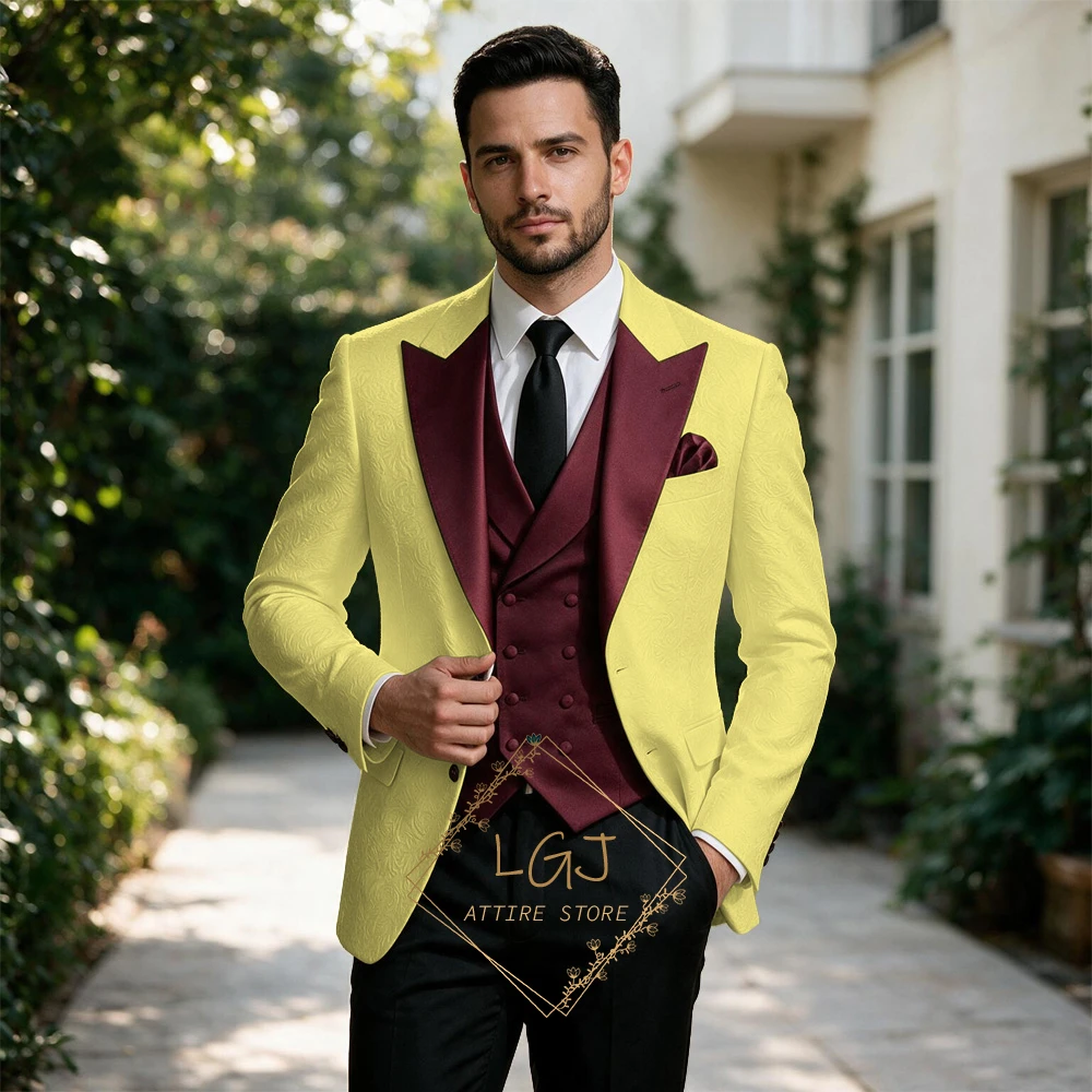 Luxury Men's 3 Piece Floral Ja - Men'S Formal Dinner Wear review and price