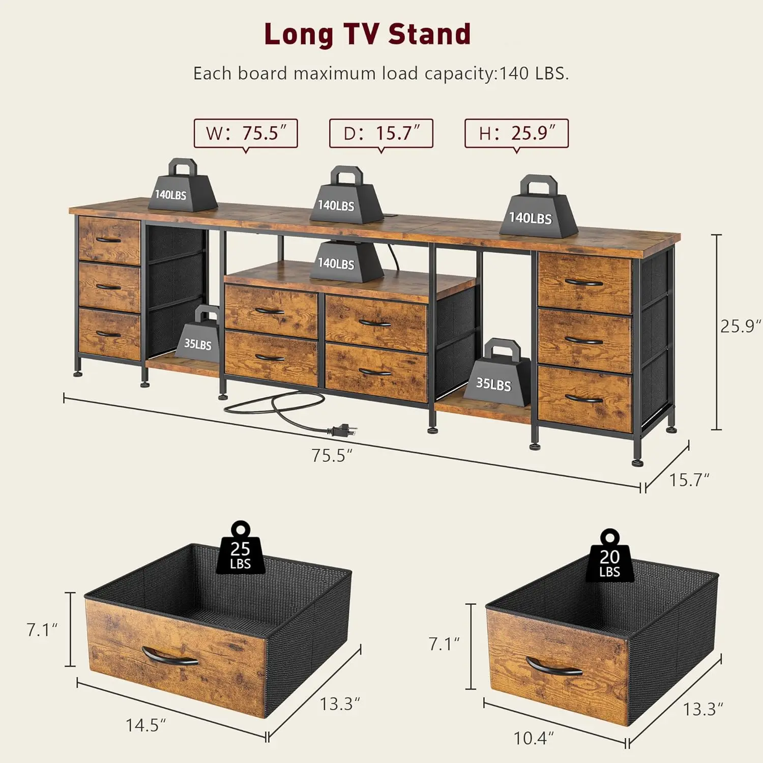 75, 80, 85 Inch TV Stands for Living Room, 75.5