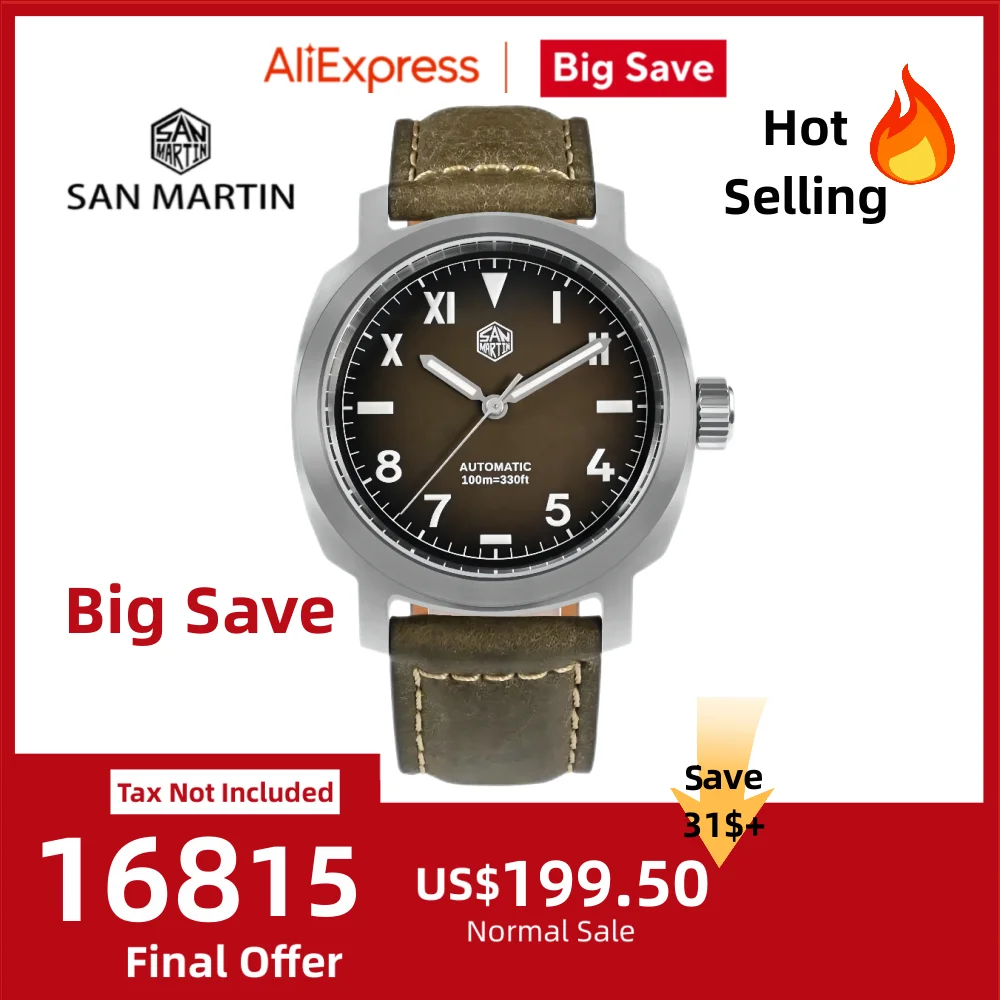 

San Martin Watch Men Wrist Mechanical Automatico Wristwatches 40mm YN55 Vintage Luminous 10Bar Relogios Masculino часы SN0065-1
