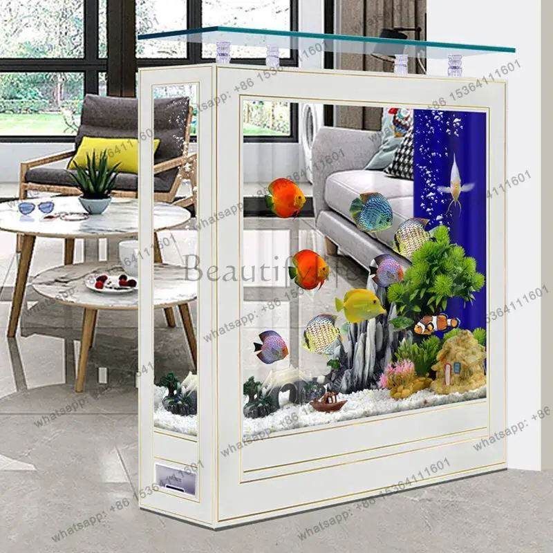 

Goldfish square tank floor-to-ceiling living room screen partition simple new Chinese light luxury large and medium-sized