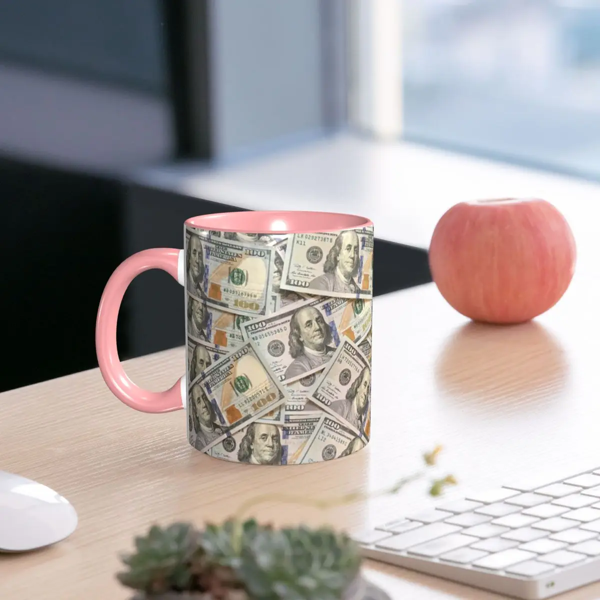 New Hundred Dollar Bills Money Attraction Mug Funny Ceramic Coffee Cups Tea Mugs Milk Cup Drinkware Gifts for Woman Man