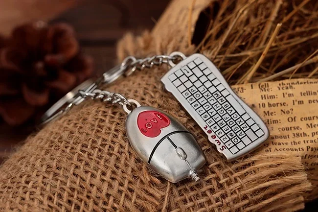 1 pair Fashion Mouse And keyboard Pendant Keyring Keychain Keyfob Lover Gift New